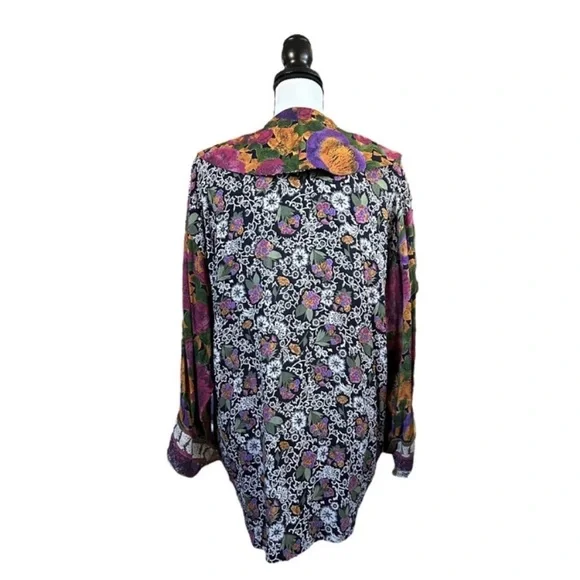 Vintage Mixed Floral Oversized Blazer Jacket 90s Maximalist Art-To-Wear Artsy M - Picture 3 of 13
